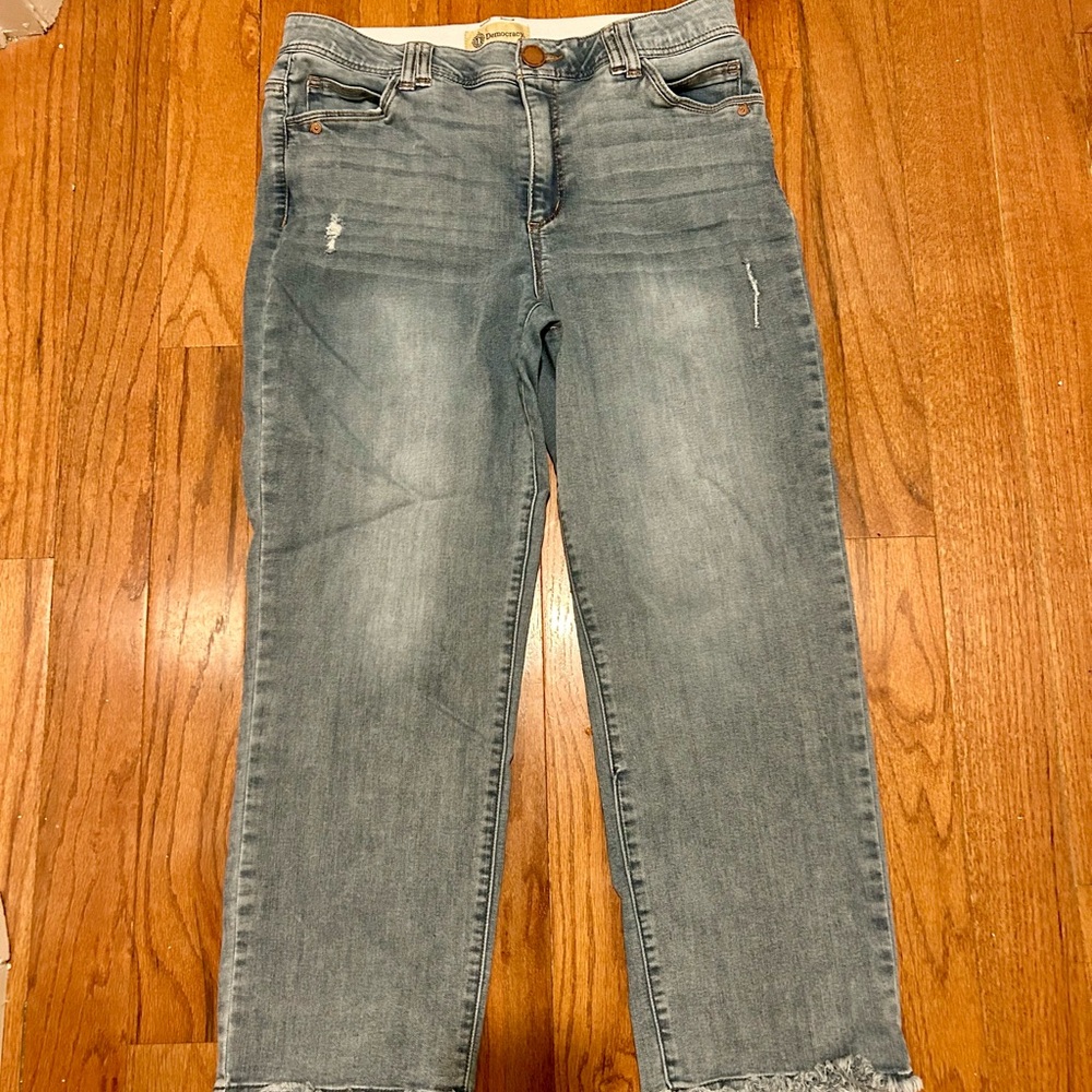 Democracy Gray Frayed & Wide Leg Jeans